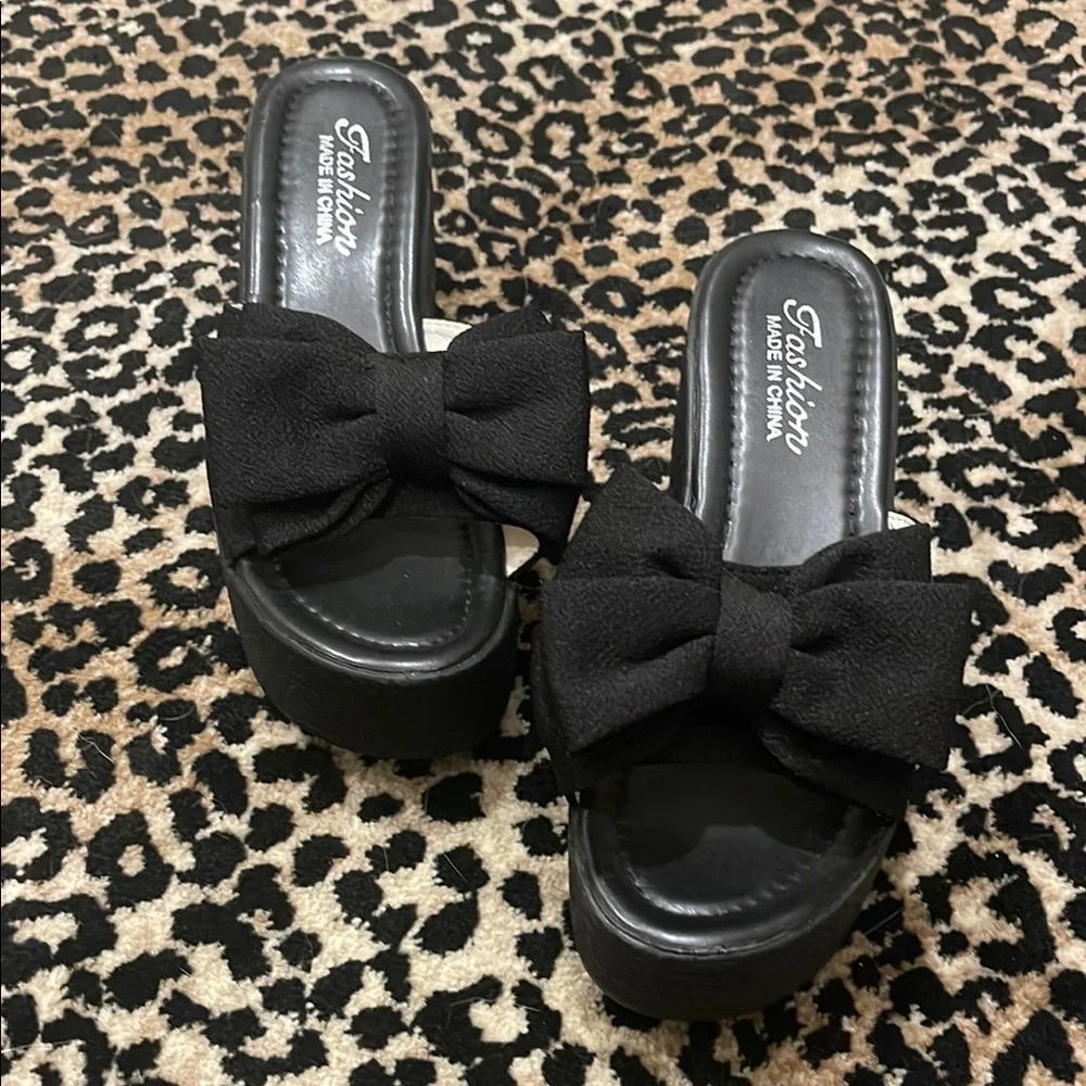 Black Wedge Sandals